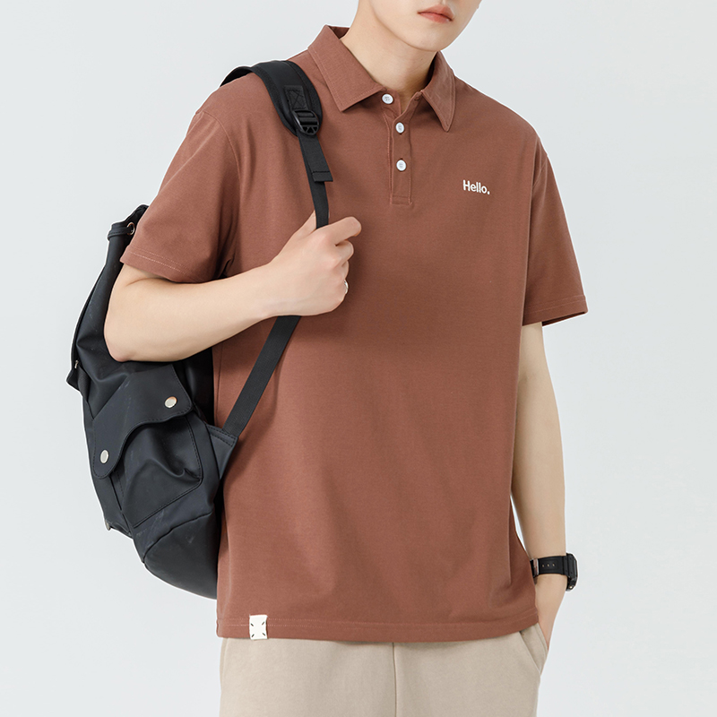 夏季男装Polo衫宽松翻领短袖T恤休闲简约帅气半袖上衣服珠地棉T桖