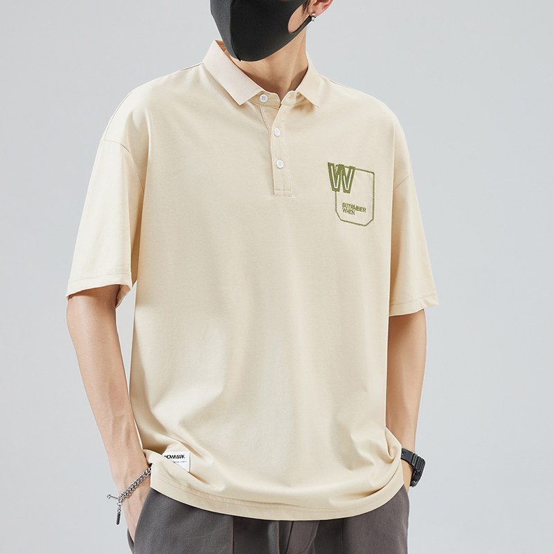 夏装短袖t恤男青年简约宽松翻领体恤夏季半袖衬衫领上衣服polo衫