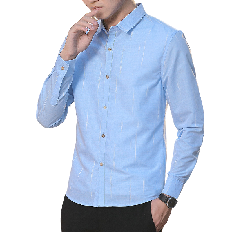 男士长袖衬衫春秋款韩版潮流修身商务休闲青年寸衫帅气百搭上衣服