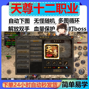 天尊十二职业辅助脚本盒子现货996传奇挂机全自动黑科技云手机bos