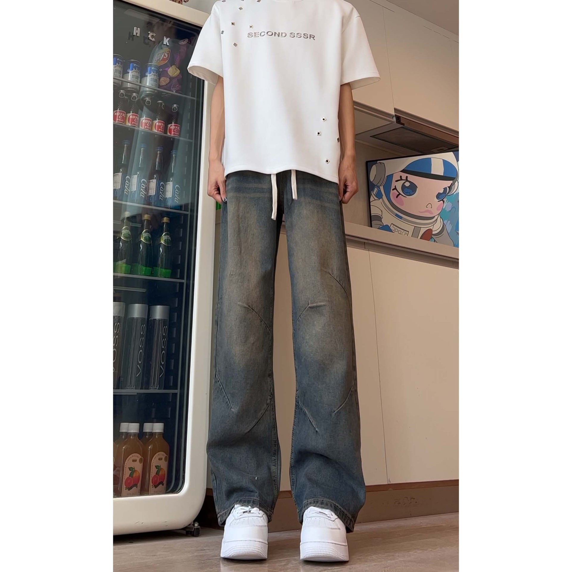 青少年直筒裤子黑色牛仔裤男夏季新款宽松美式ins潮牌DY173-P60,男装牛仔裤,星座808A-1