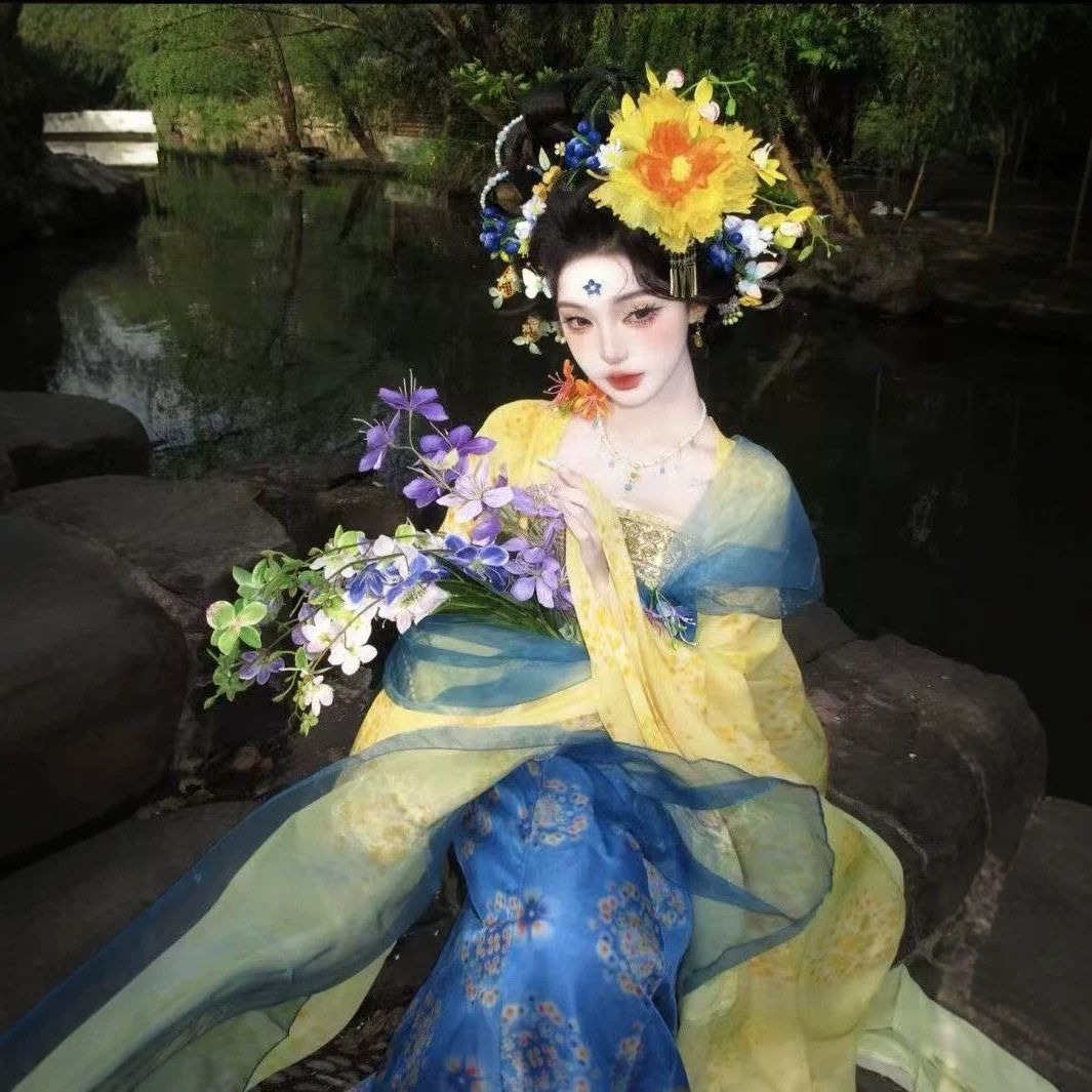 爆款簪花【芳华】汉服唐制国风齐胸襦裙大袖复原春夏套装大唐风
