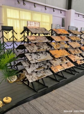 石材排水茶台架子高承重加厚展示架奢光电石茶盘大理石排水茶台
