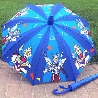 深蓝色儿童雨伞幼儿园小学生男女孩安全长柄伞黑胶加厚防水套防晒