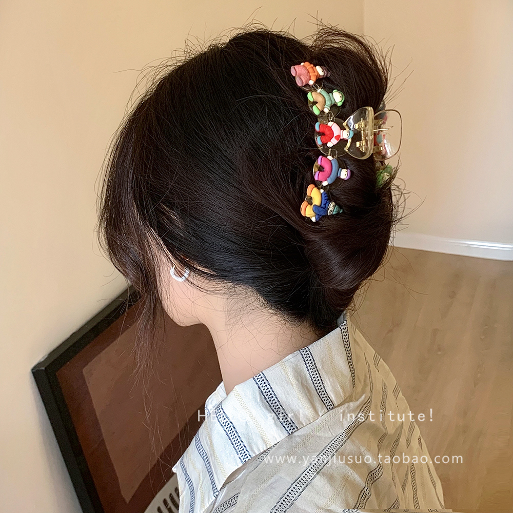 萌系卡通可爱抓夹女高级感气质大号鲨鱼夹后脑勺盘发夹子头饰发夹