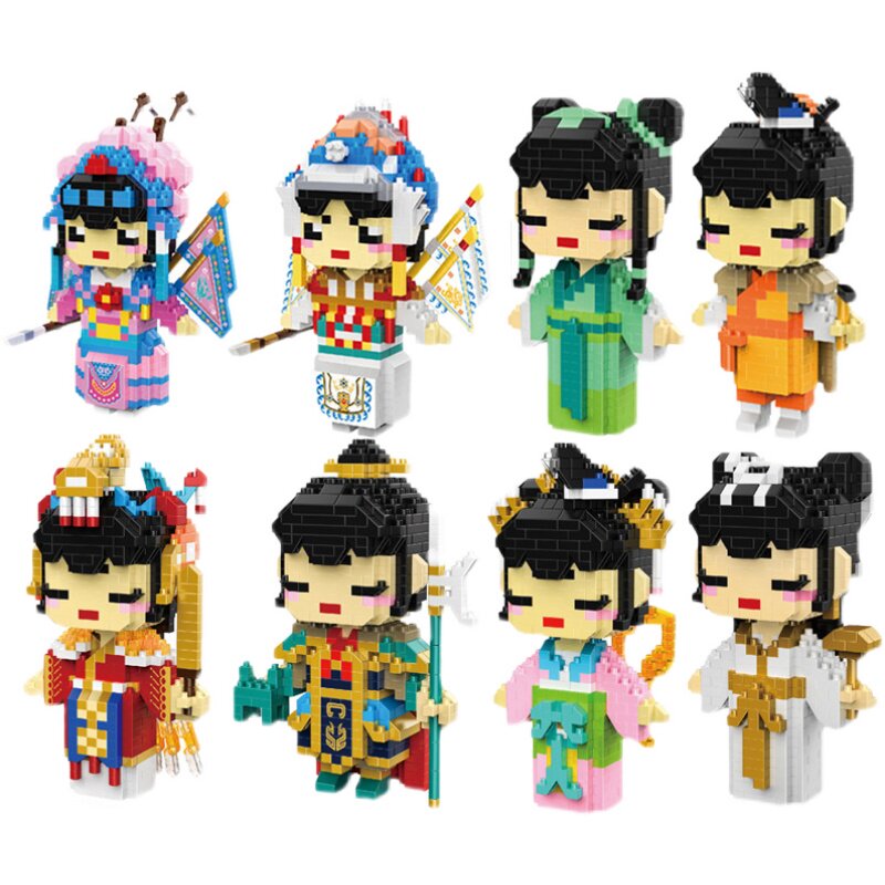 hc magic微钻石小颗粒拼装积木玩具虞姬项羽刀马旦白娘子小青武生