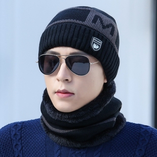 冬天保暖加厚毛线帽潮韩版 帽子男士 针织防寒风帽青年套头帽加绒帽