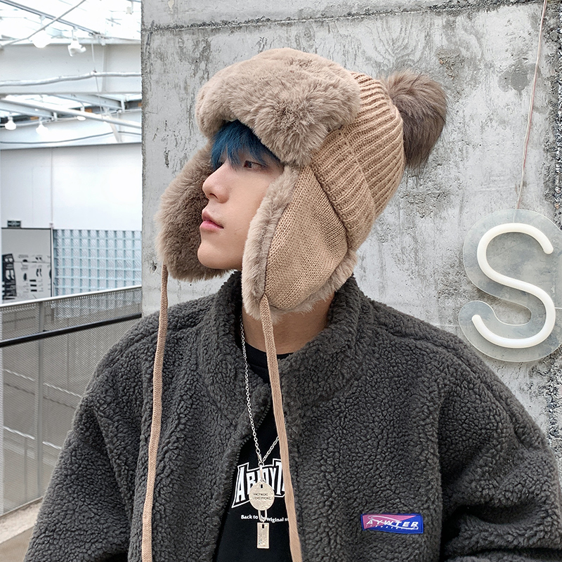 雷锋帽防寒青年时尚风针织毛线