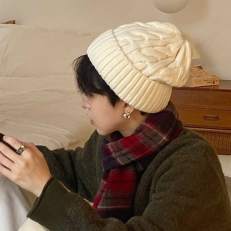 白色冬季帽子男保暖中性韩版潮牌ins针织毛线帽护耳大头围厚冷帽