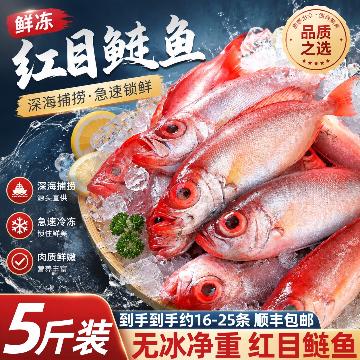 北海海捕鲜冻红大眼鱼顺丰