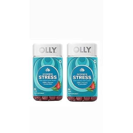 OLLY Goodbye Stress Gummy， GABA， L-Theanine， Lemon Balm，