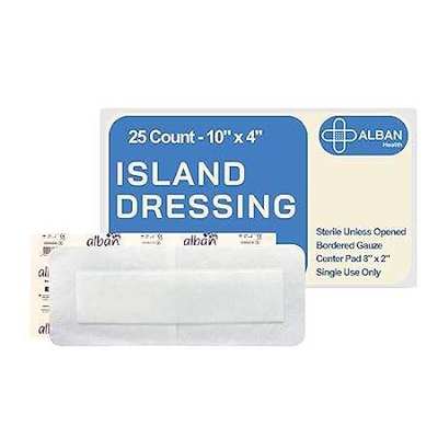ALBAN Sterile Island Dressing 4x10 (2x8 Center Pad) B