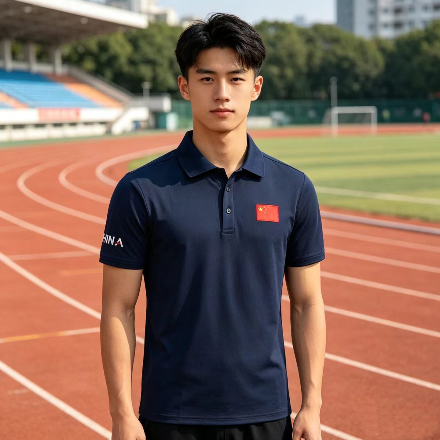 速干中国队短袖翻领t恤篮球轮滑乒乓羽毛球游泳教练服训练工作服