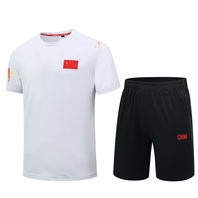 中国队短袖运动服套装儿童羽毛乒乓球轮滑武术教练训练服国服定制