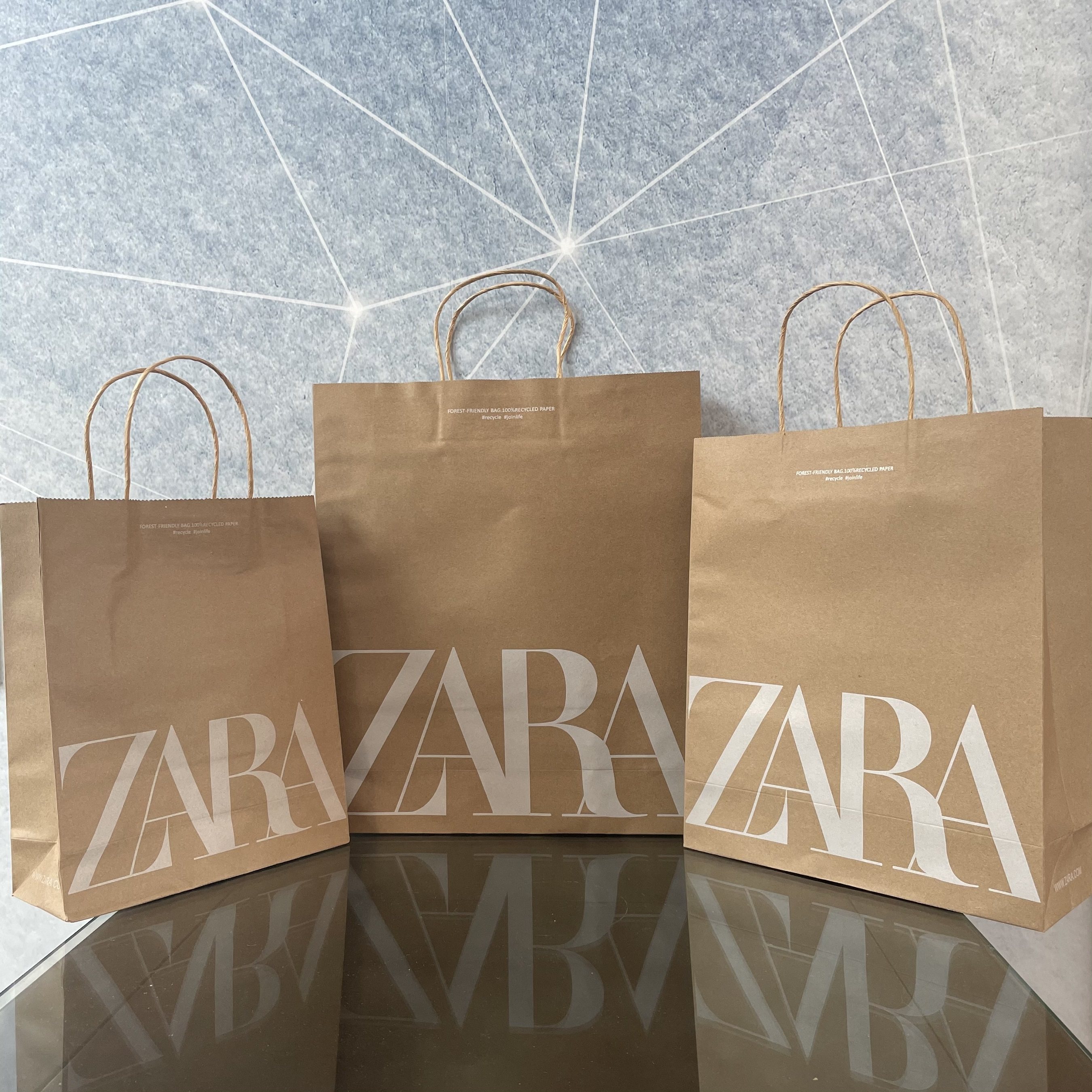 zara 专柜手提购物纸袋礼品袋 大中小号牛皮纸袋