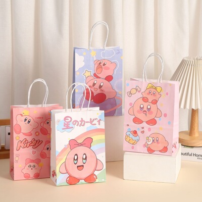 牛皮纸礼品袋卡通kirby 星之卡比派对小朋友节日伴手礼袋