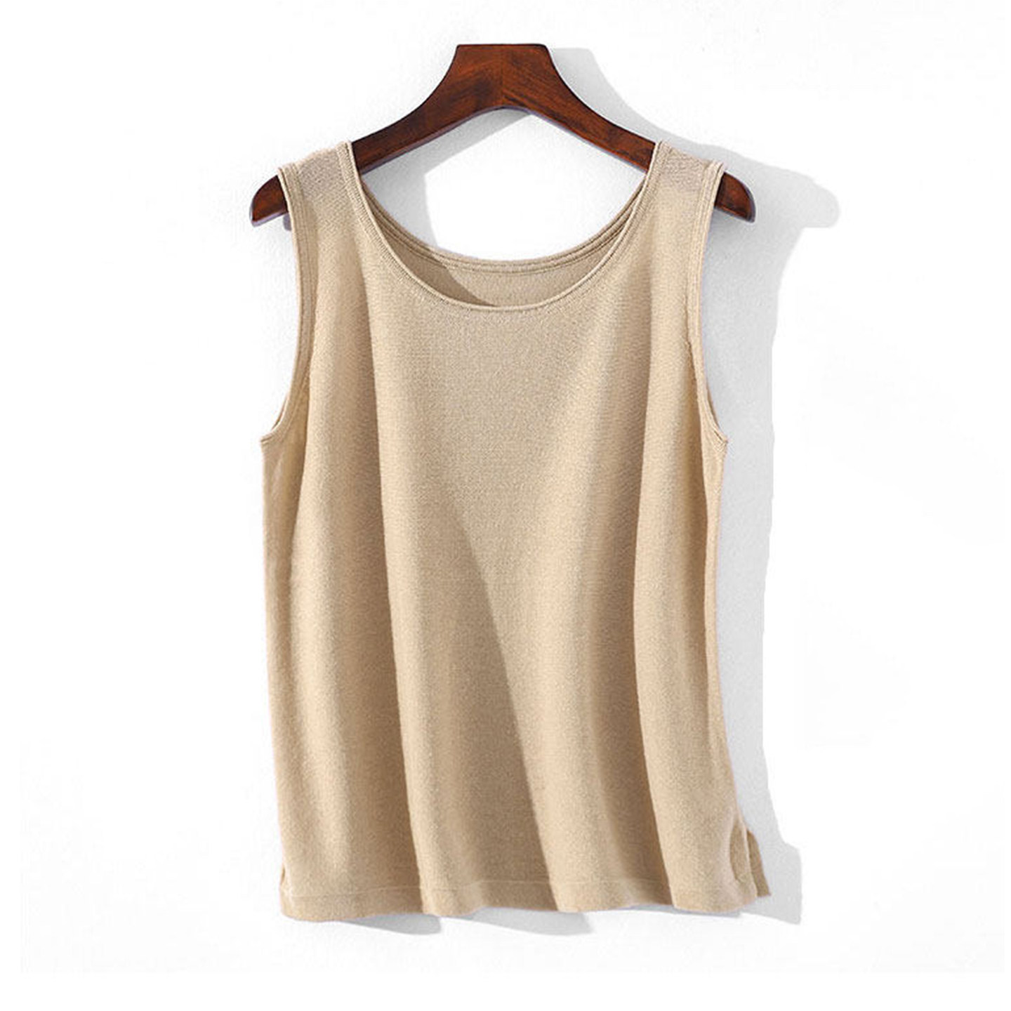 苎麻背心女胖mm夏季百搭宽松大码显瘦无袖针织打底衫吊带上衣外穿