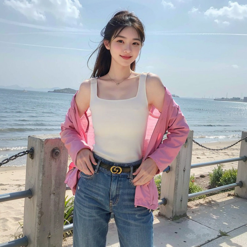 羡婉夏季针织背心方领外穿小吊带