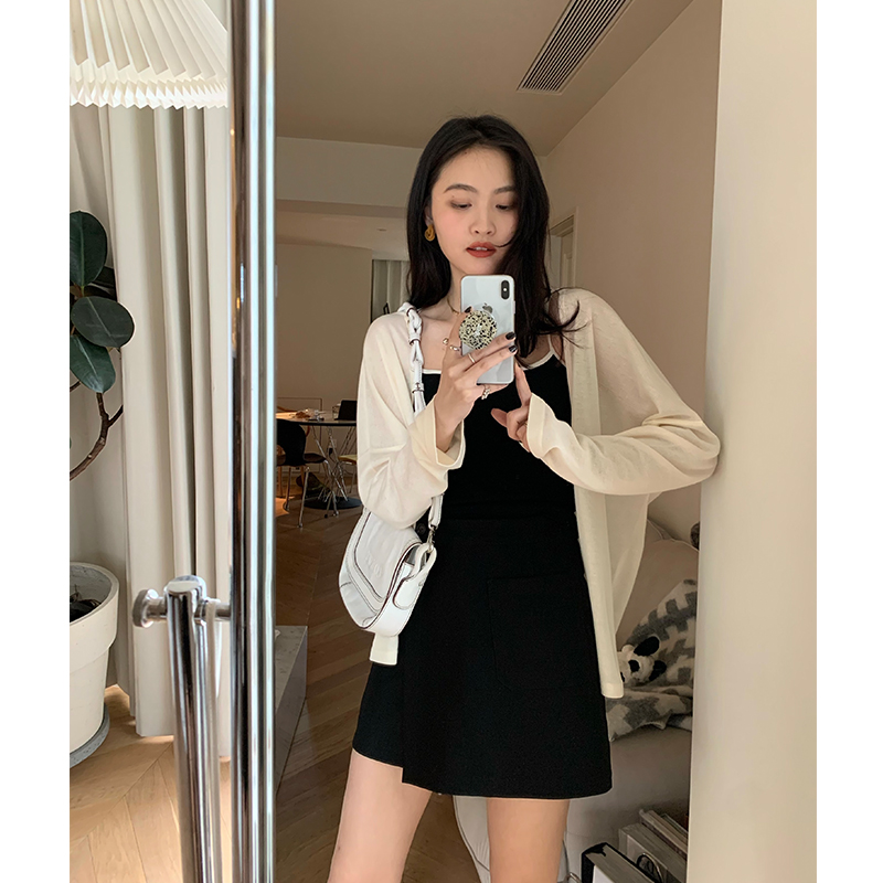 防晒开衫薄款女冰丝针织衫外套春夏季新款外搭罩衫上衣白色空调衫