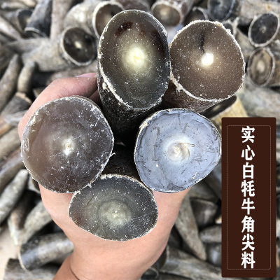 实心白FFM牦牛角料珠刀柄雕料原刻手把件料印章毛佛黑牦牛角尖原