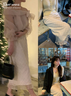 Dear Wednesday.2024新款早春蕾丝仙仙半身裙长裙A字高腰百搭裙子