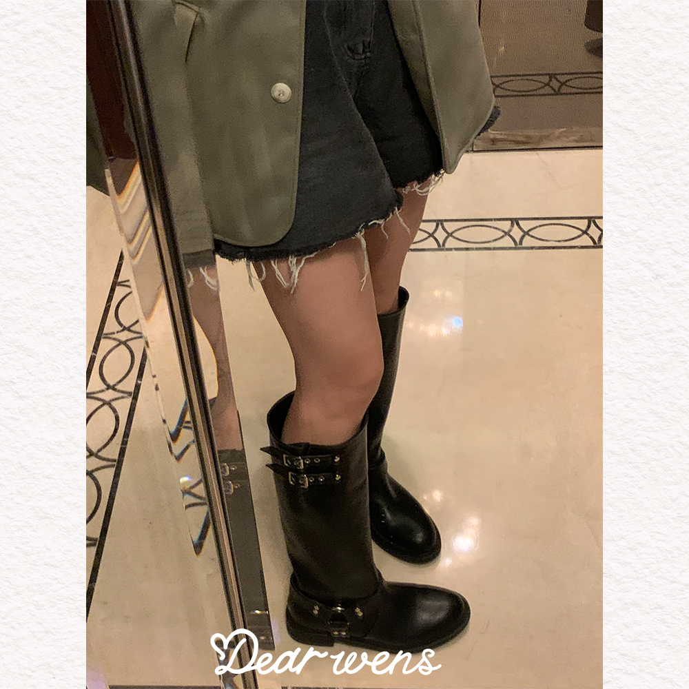 Dear wednesday.24年新品废土风秋季薄款透气不过膝时装靴骑士靴