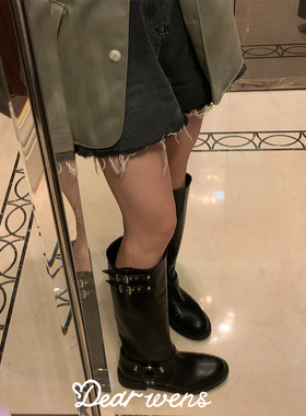 Dear wednesday.24年新品废土风秋季薄款透气不过膝时装靴骑士靴