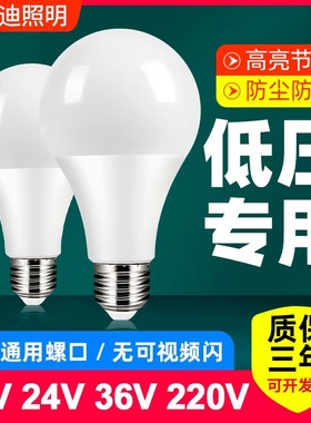 灯泡led低压灯12V24V36VAC交直流防水E27螺口电瓶机床照明节能灯