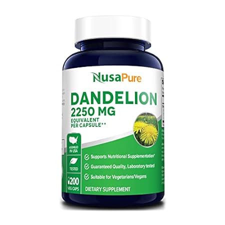 NusaPure Dandelion Root Extract 2，250mg 200 Veggie Capsul