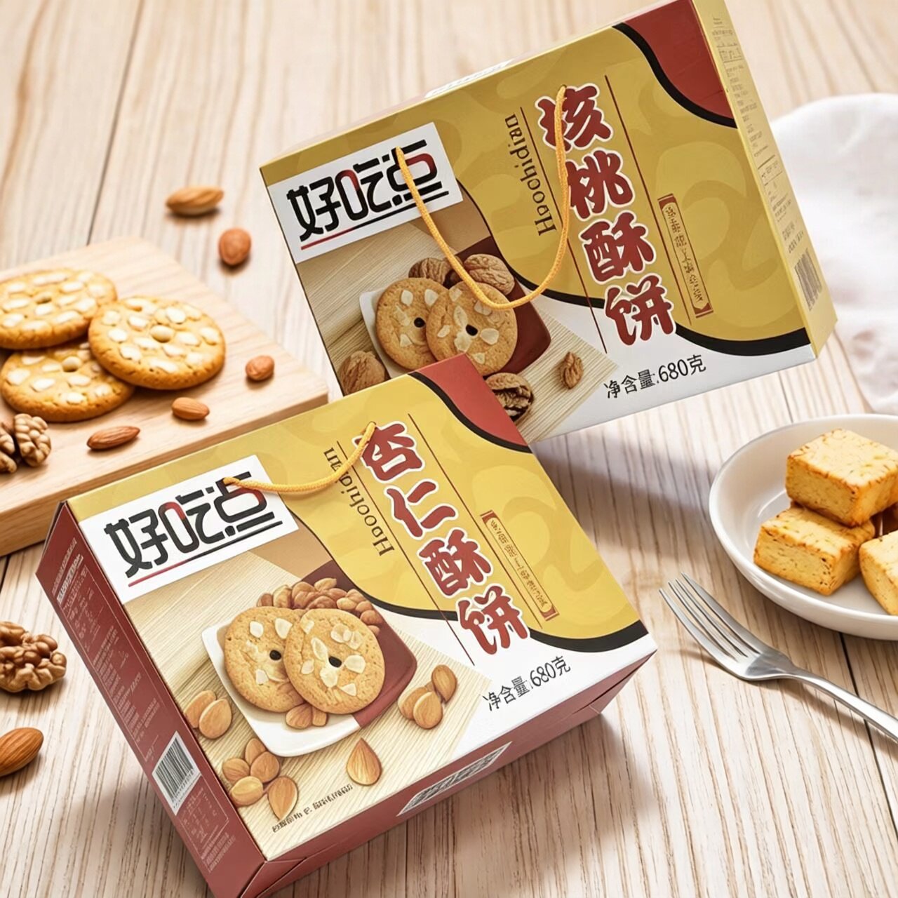 临期特价 好吃点杏仁核桃酥饼680g休闲零食过节送礼【2026.10.9】图片