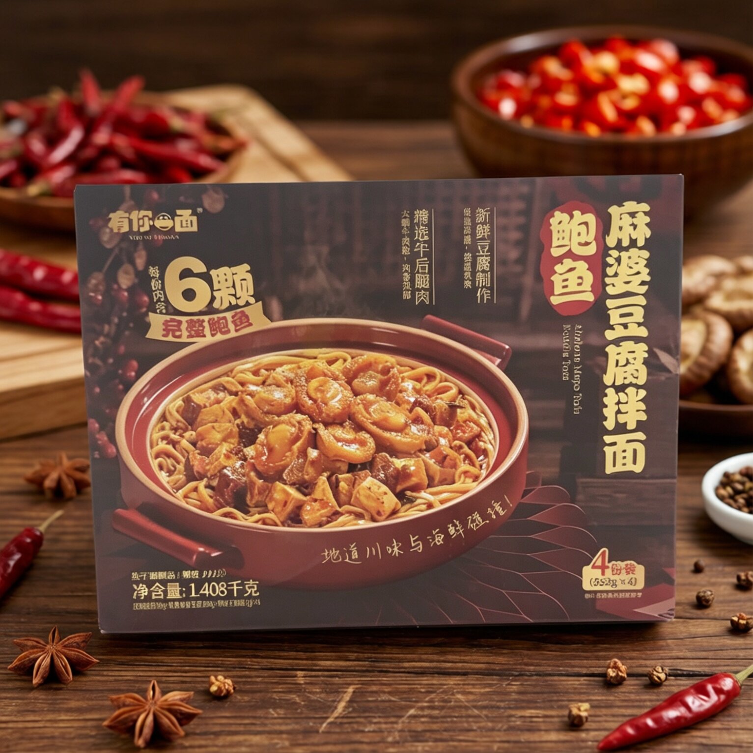 临期特价 4人份鲍鱼麻婆豆腐拌面1.408kg装【2026.8.2】