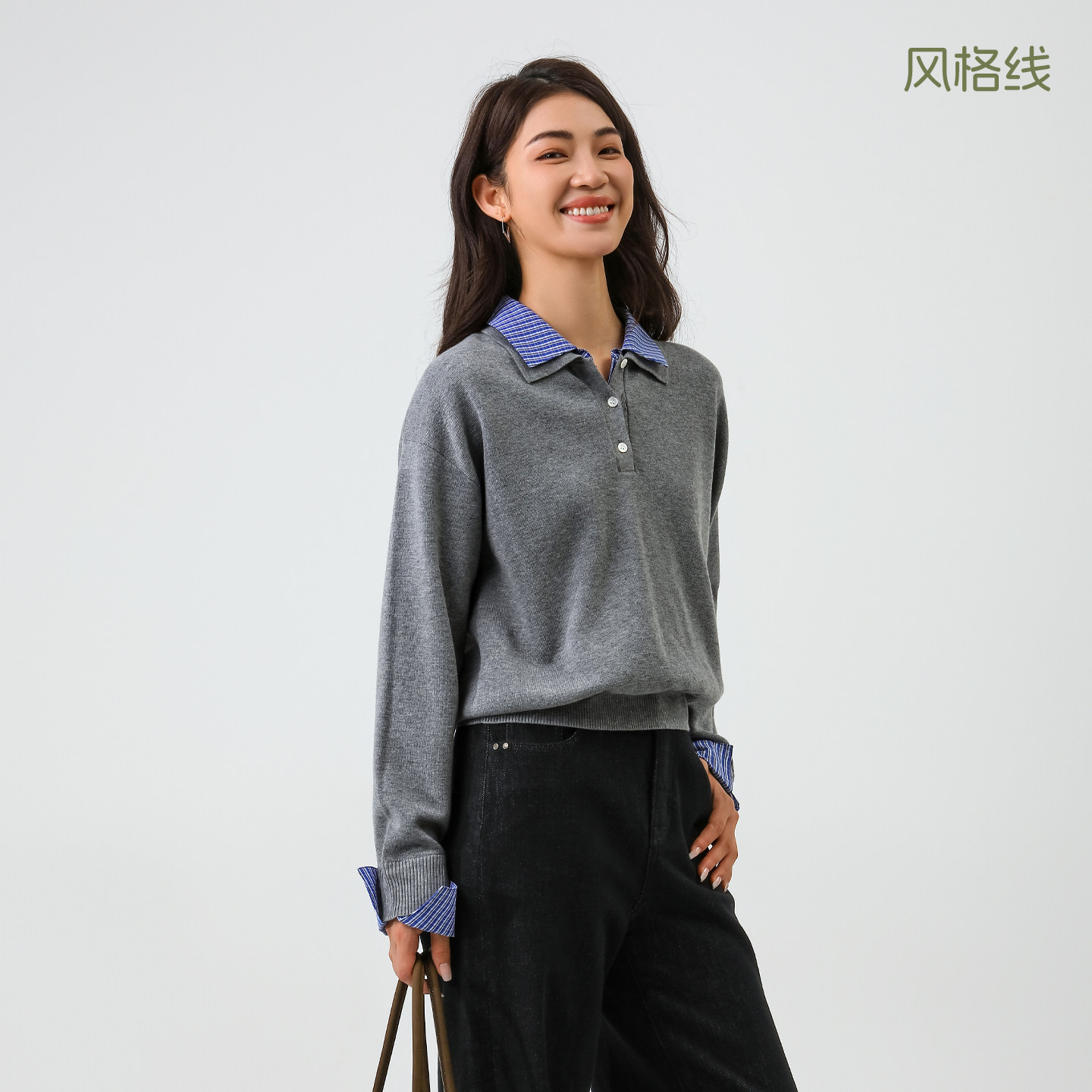 BBFER本依凡冬款假两件针织衫撞色POLO领女士套头衫0073,女装/女士精品,毛针织衫,淘宝优惠券,粉丝福利购,淘宝优惠卷