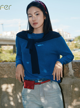 bbfer本依凡WTSZZ0012秋季羊毛针织衫两件宽松简约长袖[可拆卸]