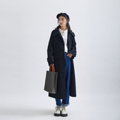 BBFER本依凡冬季 女士23年长款 翻领牛角扣宽松双面呢大衣TSSSM0182