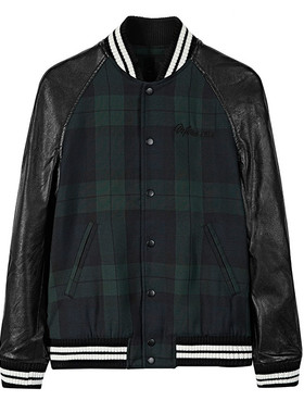 [三标齐全]鸟家男装PEACE 新款棒球服外套PU皮拼接夹克 B2BC63556