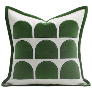 摆场 现代简约绿色贴布绣抱枕靠垫套客厅沙发主卧床搭样板房软装