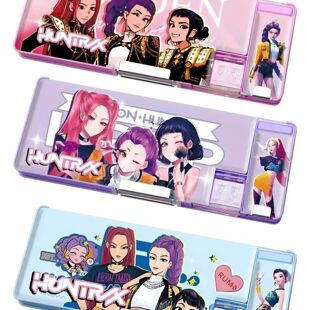 KPOP猎魔女团文具盒卡通多功能铅笔盒学生超大容量双开笔收纳盒