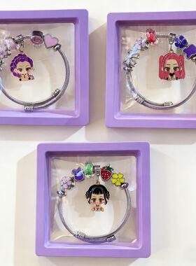 跨境爆款kpop猎魔女团鲁米手链女团三人老虎喜鹊儿童卡通手链手镯