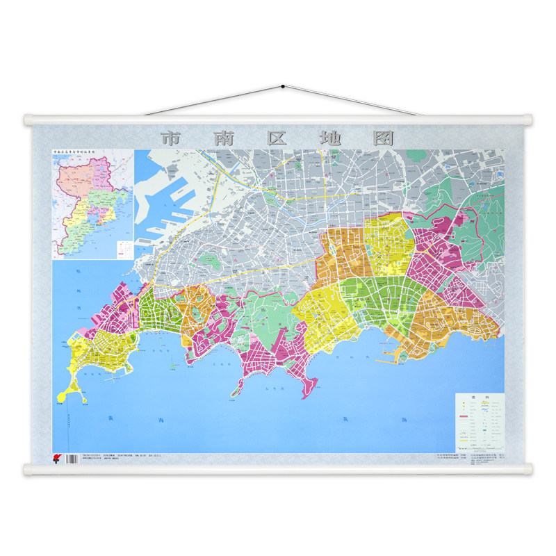 省青岛市市南区 详细至街道乡镇 防水覆膜高清印刷 商务办公家用地图