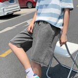 D3981夏季松紧腰牛仔短裤男宽松百搭韩版潮流直筒五分薄款裤P40，男装牛仔裤，星座1615-1