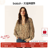 复古印花度假风气质女雪纺衬衫 bash春季 森林谜影法式 上衣1E25CAPU
