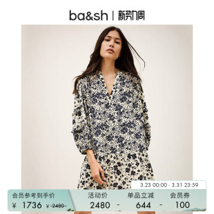 bash春季 印花连衣裙碎花裙子女短裙1H25MADY 波西米亚度假风风法式