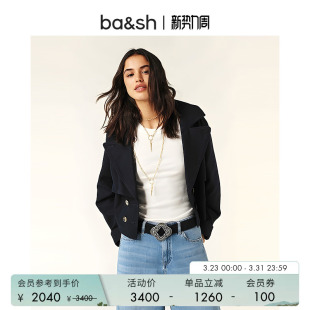 翻领系带短款 女法式 风衣外套1H25LONN 简约率性纯色基础款 bash春季