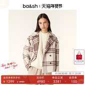 女士格子毛呢外套1H24WASH 羊毛混纺大衣短款 臻奢系列 bash冬季