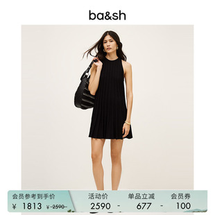 圆领短款 bash春季 法式 简约风纯色设计挂脖无袖 连衣裙1H25SINN 女装
