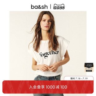 小飛袖 bash2025新款 夏季 法式 女士圓領休閑上衣1E25VOLV T恤短袖