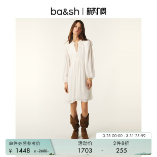 度假迷你泡泡袖 简约优雅法式 bash春季 连衣裙1E25PETU 2件8折