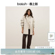 bash冬季 简约纹理感通勤双排扣大衣女绵羊毛混纺毛呢外套1H25OLSO