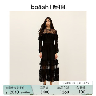 连衣裙长裙1H25RITA 气质波点透视设计蛋糕裙女士长袖 bash春季 法式