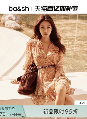 【杨采钰同款】bash春季度假风法式连衣裙v领碎花连身裙1E25LOLY